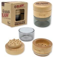 New RAW Rolling Papers NATURAL WOOD GRINDER - BLACK GLASS - 65mm - Fine Grind picture