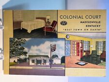 Madisonville,KY Colonial Court Teich Hopkins County Kentucky Linen Postcard picture