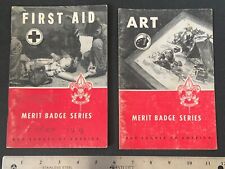 Vintage FIRST AID & ART Boy Scouts of America MERIT BADGE BOOKS BSA Scouting picture