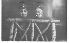 WWI Picture Postcard Original 2 American Soldiers in Uniform with Clown Makeup picture