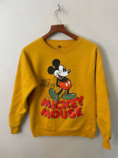 Mickey Mouse Sweatshirt Men's Small Gold Yellow Disney Crew Neck Lightweight picture