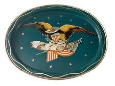 Vintage Colonial American Bald Eagle USA Serving Tray Oval Metal Flag Patriotic picture