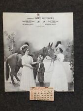 VINTAGE 1913 HORSE RACING JOCKEY & HORSE WITH PRETTY WOMEN ADVERTISING CALENDAR picture