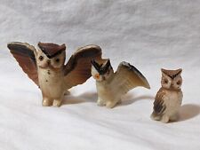 Vintage Miniature Plastic Owl Family Set of 3 Figurines 1970s 1