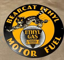 Vintage Style Bearcat Ethyl  Gas gasoline Oil Metal Heavy Quality Sign picture