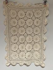 Vintage Hand Crocheted Doily Table Topper Rectangle 17”x 24” Scalloped Edge picture