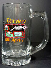 Fish Hard Die Happy Alaska Glass Beer Mug Vtg Ace’89 picture