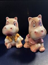 PY Inspired Japan Anthropomorphic Hippo Salt And Pepper. Rare Vintage HTF. picture