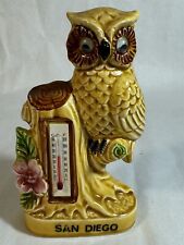 Vintage San Diego Souvenir Ceramic Owl Thermometer Japan picture
