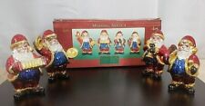 Three Hands Corp. Vintage Set of  Four Musical Santas Figurines Ceramic 1996 HTF picture