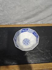 Vintage Japanese Arita Ware Signed Blue & White Porcelain 9” Bowl w/ Landscapes picture