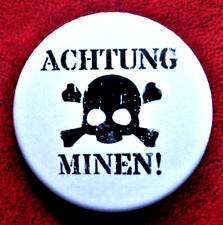 ACHTUNG MINEN   Brand New button badge , German , w.w.2 style , 38mm picture