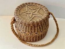VINTAGE PINE NEEDLE & SWEETGRASS LINED BASKET HANDLE PURSE SEWING 7