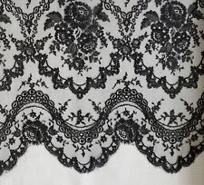 FOR MAUI New Vintage Black Chantilly Lace Fabric Made in France, 4.5 Yds x 16” W picture