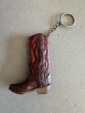 Vtg. Leather Red Cowboy Cowgirl Boot Keyring Keychain picture