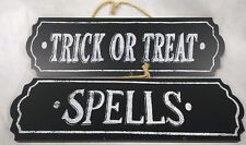 Black Trick or Treat & Spells Signs Halloween Decor 13'' New picture