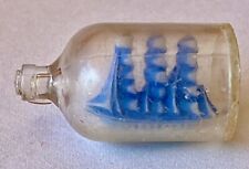 Vintage Cracker Jack Miniature Blue Boat in a Bottle 1 1/8