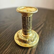 Handmade Old Vintage Brass Golden Candle Holder with Beautiful Engraving picture
