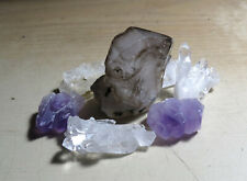 7pc COLORFUL HAND SELECT NATURAL QUARTZ CRYSTAL CLUSTER SET amethyst smoky picture