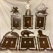 Cool RUSTIC 6 COWBOY WESTERN THEME Metal CRAFTED Decorator SWITCH PLATE COVERS picture