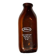Vintage Milk Bottle Amber Glass Fenn’s Guernsey Dairy Sioux Falls SD picture