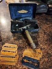 Old Type 1920 Gillette Double Edge Safety Razor USA Case & blade boxes w/blades picture