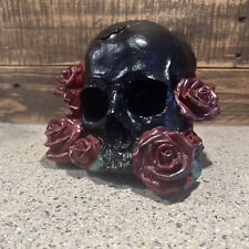 Black Skull With Roses Halloween Decoration picture