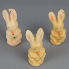 Peter Rabbit Easter Bunny Figural Candles lot of 3 Small 3 inches Vintage 1960s picture