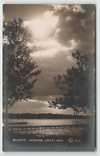 Postcard RPPC Sunset View on Winona Lake, IN picture