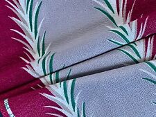 Miami 30's Art Deco Raspberry Teal Lime Tropical Stripe Barkcloth Vintage Fabric picture