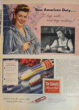 1943 Dr. West's Miracle Tuft Medium Toothbrush 40s Fashion  picture