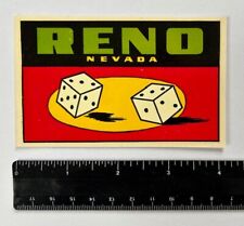 Vintage Original Reno Nevada Travel Decal - Casino, Gambling, Poker, Roulette picture