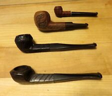 Lot (4) New Nose Warmer Briar PIPES Bulldog Shape Rustic Carved + Tiny 1-Hitter picture