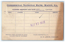 1911 Commercial National Bank Macon Georgia GA Posted Antique Postal Card picture