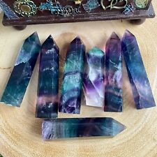 Natural Rainbow Fluorite Healing Crystal Wand Obelisk Reiki Tower Point Ornament picture