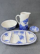 Pottery Barn Blue & White Sophia Willow SET (4) Jug, Bowls, Charcuterie Board picture