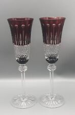 King Louis Shannon Godinger Ruby Red Cut to Clear Champagne Flutes picture