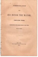1857 NY Mayor Fernando Wood Message to Common Council Pamphlet picture