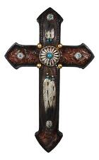 Rustic Southwest Native Indian Dreamcatcher Feathers Turquoise Gems Wall Cross picture