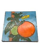 Murray Quarries Art Tile Trivet Blue Orange Fruit Made in USA Vintage 6
