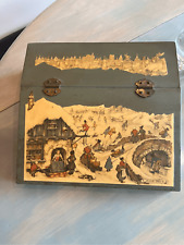 Vintage Anton Pieck Decoupage Art Print on recipe box, velvet interior Village W picture