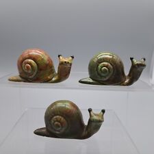 Vintage Glazed Ceramic Snail Lot Of 3 Figures Figurines  picture