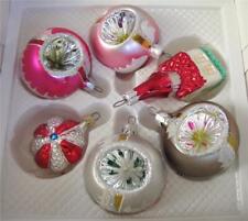 Vintage Lot of 6 Glass Xmas Ornaments Colorful Mix Indents Church Shape 3