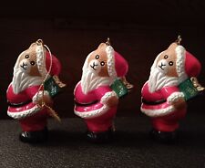 Lot of 3 Vtg Rex & Lee Santa Bear Christmas Ornaments 1988 picture