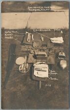 WWI ERA SOLDIER'S PERSONAL SUPPLIES ANTIQUE REAL PHOTO POSTCARD RPPC picture