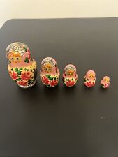 Matrioshka Russian Vintage Authentic Hand painted 5 wooden nesting Dolls picture