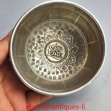 Chinese Antique White Copper Hundred Blessing Bowl Tea Bowl Ornament picture