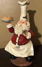 Vintage Santa  Christmas Chef Figurine Ceramic Cooking Wood Stand 17” Tall picture