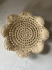 10” Vintage Handmade Woven Sawgrass Sweet Grass Straw Flower Wall Basket Tray picture
