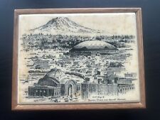 Vintage Tacoma Dome Washington State Seattle Souvenir Wood Box Trinket Rainier picture